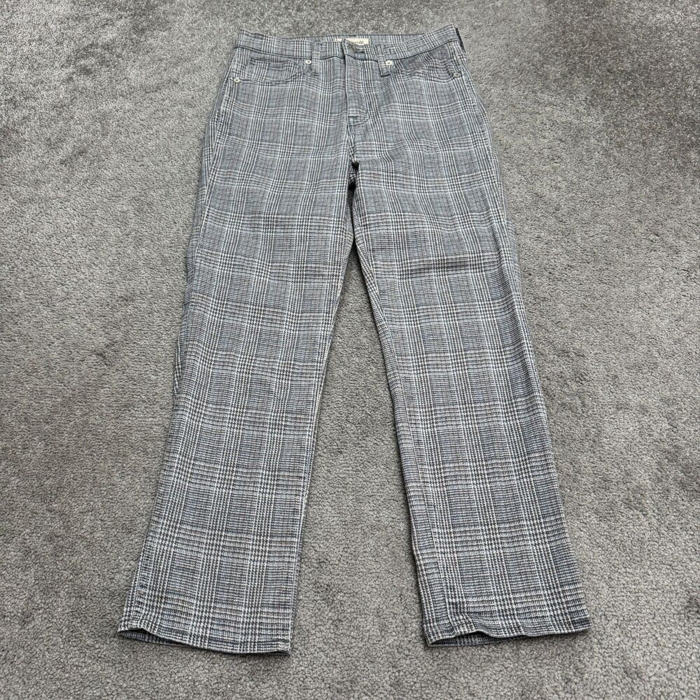 Madewell Stovepipe Ankle Jeans Womens 27 Glen Plaid Gray Straight Leg High Rise